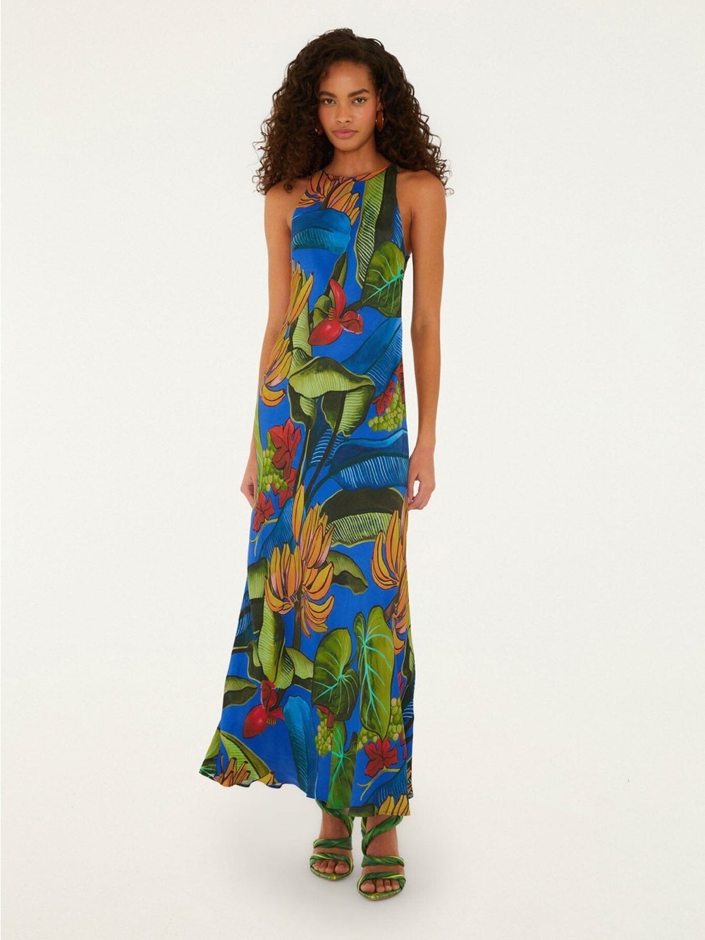 NWT Farm Rio High-Neck Banana Grape Fruit Printed Midi Dress